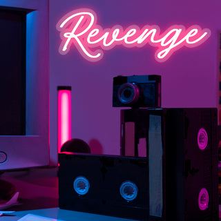 Scritta a Led Personalizzata Frasi Motivazionali  "Revenge" cm 85 x 26