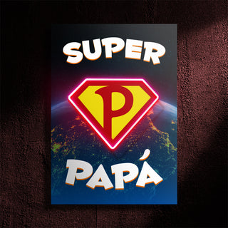 Quadro in forex e Led "Super papà" Festa del papà