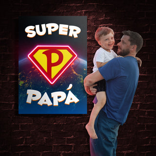 Quadro in forex e Led "Super papà" Festa del papà