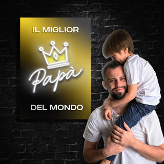 Quadro in forex e Led "Il miglior Papà del mondo" Festa del papà