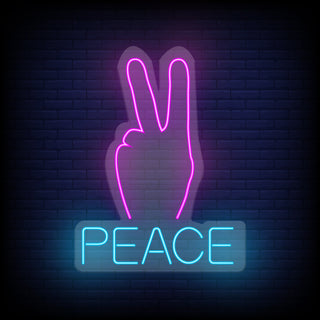 Scritta Led Personalizzato Peace con mano cm 35x43