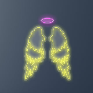 Alas personalizadas con letras LED Yellow Halo 86 x 108 cm