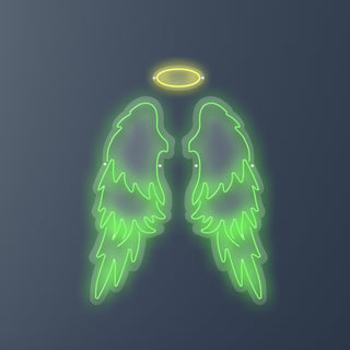 Guion Led Personalizado Alas con Halo Verde 86 x 108 cm