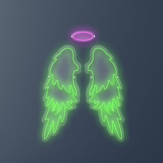 Guion Led Personalizado Alas con Halo Verde 86 x 108 cm