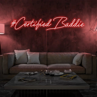 Letrero Led Personalizado Frases Personalizadas "#Certified baddie" 140 x 40 cm