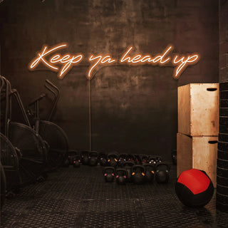 Scritta a Led Personalizzata Frasi Personalizzate "Keep ya head up" cm 130 x 35