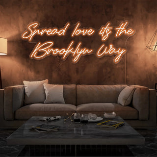 Scritta a Led Personalizzata Frasi Personalizzate "Spread love its the Brooklyn way" cm 150 x 50