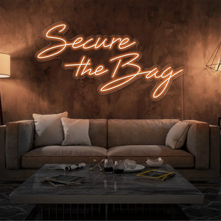 Scritta a Led Personalizzata Frasi Personalizzate "Secure the Bag" cm 140 x 45