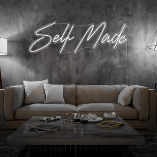 Letrero Led Personalizado Frases Personalizadas "Self Made" 120 x 40 cm