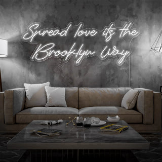 Scritta a Led Personalizzata Frasi Personalizzate "Spread love its the Brooklyn way" cm 150 x 50