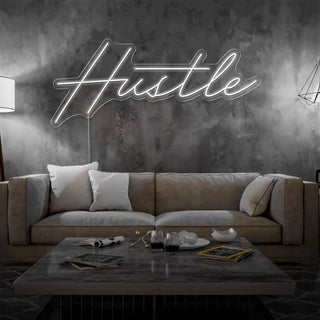 Scritta a Led Personalizzata Frasi Personalizzate "Hustle" cm 120 x 35