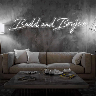 Scritta a Led Personalizzata  "Badd and boujee" grandezza cm 100 x 30