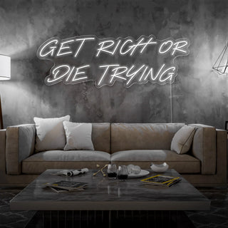 Letrero Led Personalizado Frases Personalizadas "Get Rich or Die Trying" 120 x 50 cm