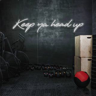 Letrero Led Personalizado Frases Personalizadas "Keep ya head up" 130 x 35 cm