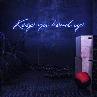 Letrero Led Personalizado Frases Personalizadas "Keep ya head up" 130 x 35 cm