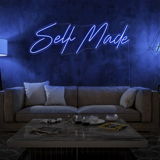 Letrero Led Personalizado Frases Personalizadas "Self Made" 120 x 40 cm