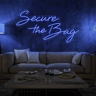 Letrero Led Personalizado Frases Personalizadas "Secure the Bag" 140 x 45 cm