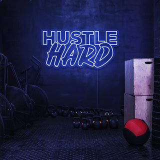 Scritta a Led Personalizzata Frasi Personalizzate "Hustle Hard" cm 130 x 50