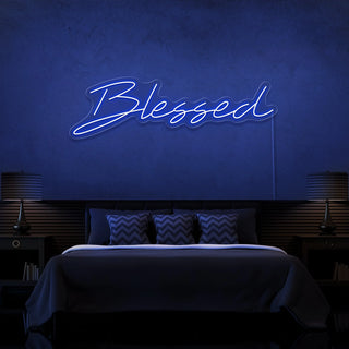 Scritta a Led Personalizzata Frasi Personalizzate "Blessed" cm 100 x 35