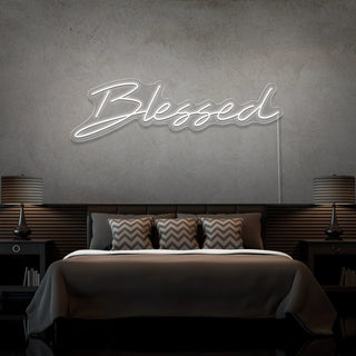 Scritta a Led Personalizzata Frasi Personalizzate "Blessed" cm 100 x 35