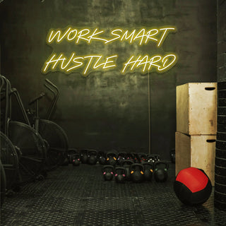 Scritta a Led Personalizzata Frasi Personalizzate "Work smart hustle hard" cm 120 x 50