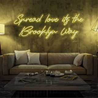 Scritta a Led Personalizzata Frasi Personalizzate "Spread love its the Brooklyn way" cm 150 x 50