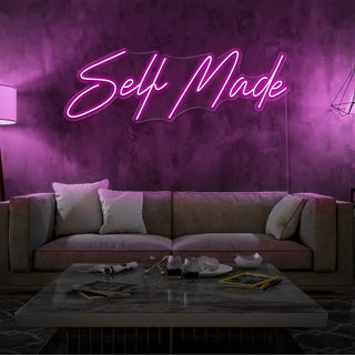 Letrero Led Personalizado Frases Personalizadas "Self Made" 120 x 40 cm