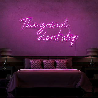 Scritta a Led Personalizzata Frasi Personalizzate "The grind dont stop" cm 140 x 40