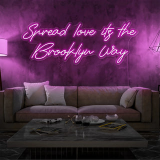 Letrero Led Personalizado Frases Personalizadas "Spread love its the Brooklyn way" 150 x 50 cm