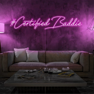 Letrero Led Personalizado Frases Personalizadas "#Certified baddie" 140 x 40 cm