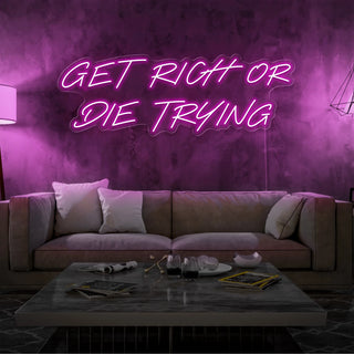 Scritta a Led Personalizzata Frasi Personalizzate "Get Rich or Die Trying" cm 120 x 50