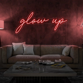 Letrero Led Personalizado Frases Personalizadas "Glow Up" 120 x 35 cm