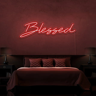 Scritta a Led Personalizzata Frasi Personalizzate "Blessed" cm 100 x 35