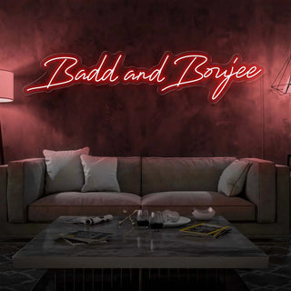 Scritta a Led Personalizzata  "Badd and boujee" grandezza cm 100 x 30