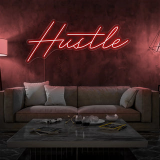 Scritta a Led Personalizzata Frasi Personalizzate "Hustle" cm 120 x 35