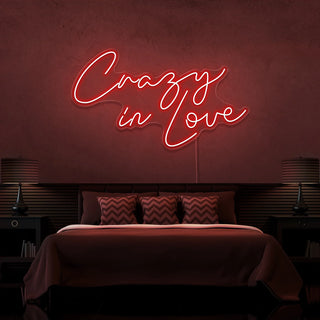 Scritta a Led Personalizzata Frasi Personalizzate "Crazy in Love" cm 100 x 60