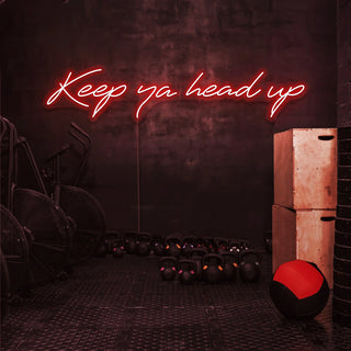 Letrero Led Personalizado Frases Personalizadas "Keep ya head up" 130 x 35 cm