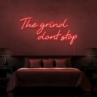 Scritta a Led Personalizzata Frasi Personalizzate "The grind dont stop" cm 140 x 40