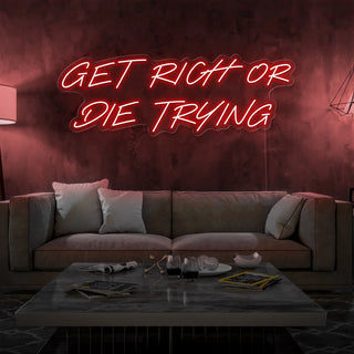 Letrero Led Personalizado Frases Personalizadas "Get Rich or Die Trying" 120 x 50 cm