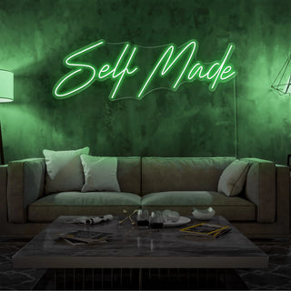 Letrero Led Personalizado Frases Personalizadas "Self Made" 120 x 40 cm