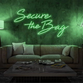 Scritta a Led Personalizzata Frasi Personalizzate "Secure the Bag" cm 140 x 45