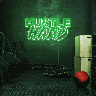 Letrero Led Personalizado Frases Personalizadas "Hustle Hard" 130 x 50 cm