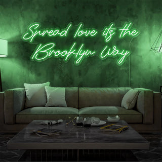 Scritta a Led Personalizzata Frasi Personalizzate "Spread love its the Brooklyn way" cm 150 x 50