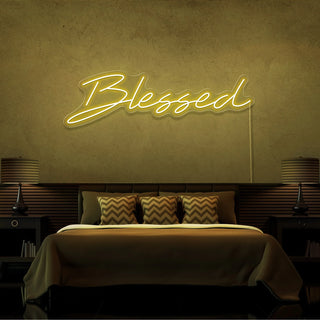 Scritta a Led Personalizzata Frasi Personalizzate "Blessed" cm 100 x 35