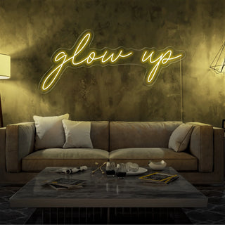 Letrero Led Personalizado Frases Personalizadas "Glow Up" 120 x 35 cm