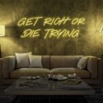Scritta a Led Personalizzata Frasi Personalizzate "Get Rich or Die Trying" cm 120 x 50 - immagine 4