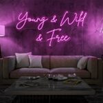 Scritta a Led Personalizzata Frasi Personalizzate "Young & Wild & Free" cm 150 x 60 - immagine 5