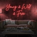 Scritta a Led Personalizzata Frasi Personalizzate "Young & Wild & Free" cm 150 x 60 - immagine 6