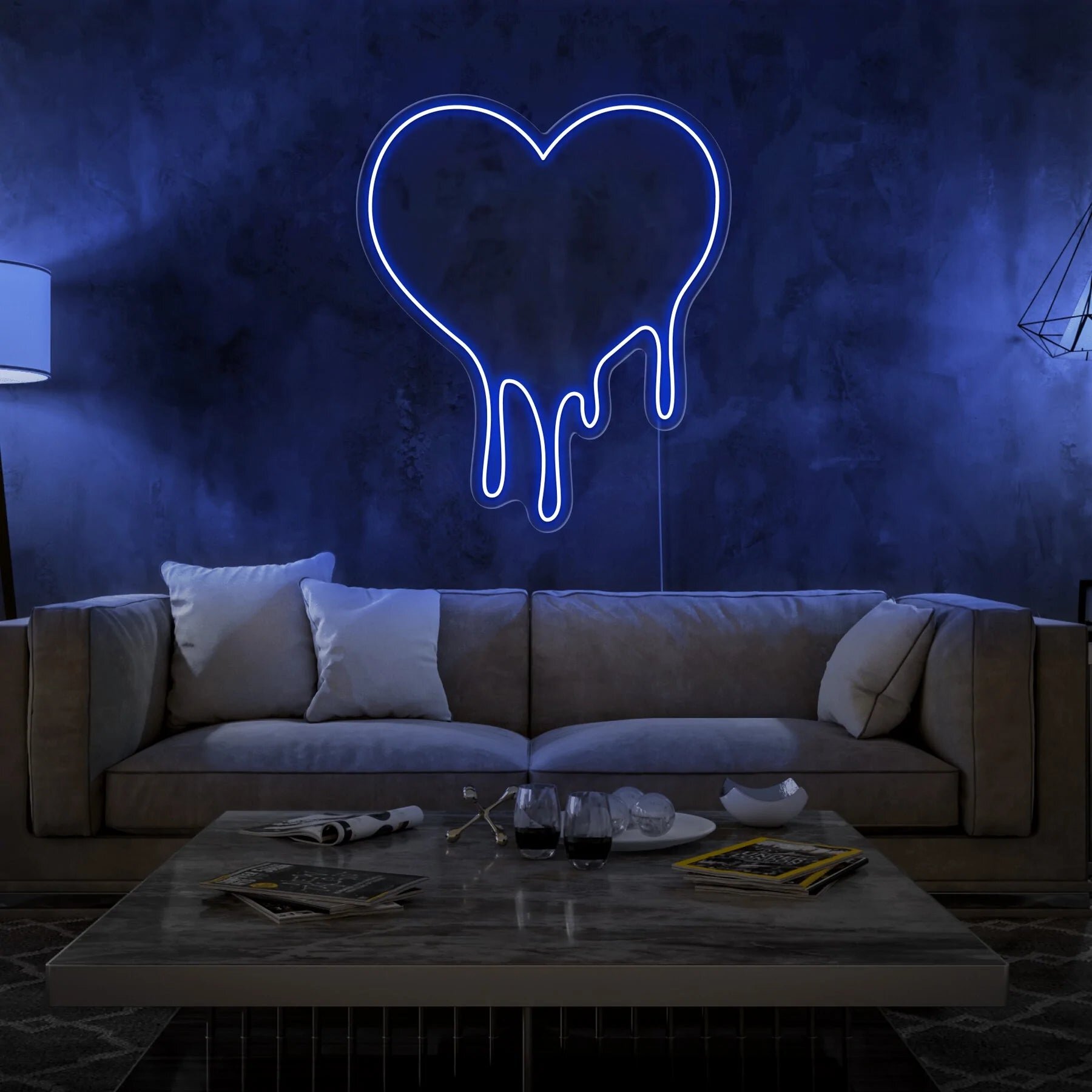 dripping-heart-scritte-led-blu Scritta a Led Personalizzata Frasi Personalizzate Dripping heart cm 60 x 70 - immagine 1